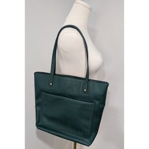 NWOT Lauren Conrad Teal Emerald Green Faux Leather Tote Bag